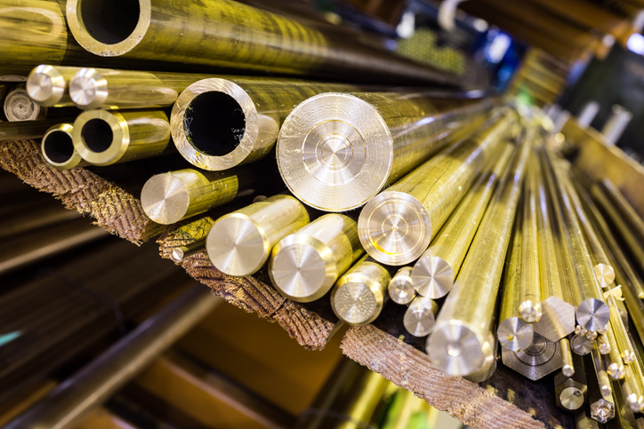 brass rods in warehouse